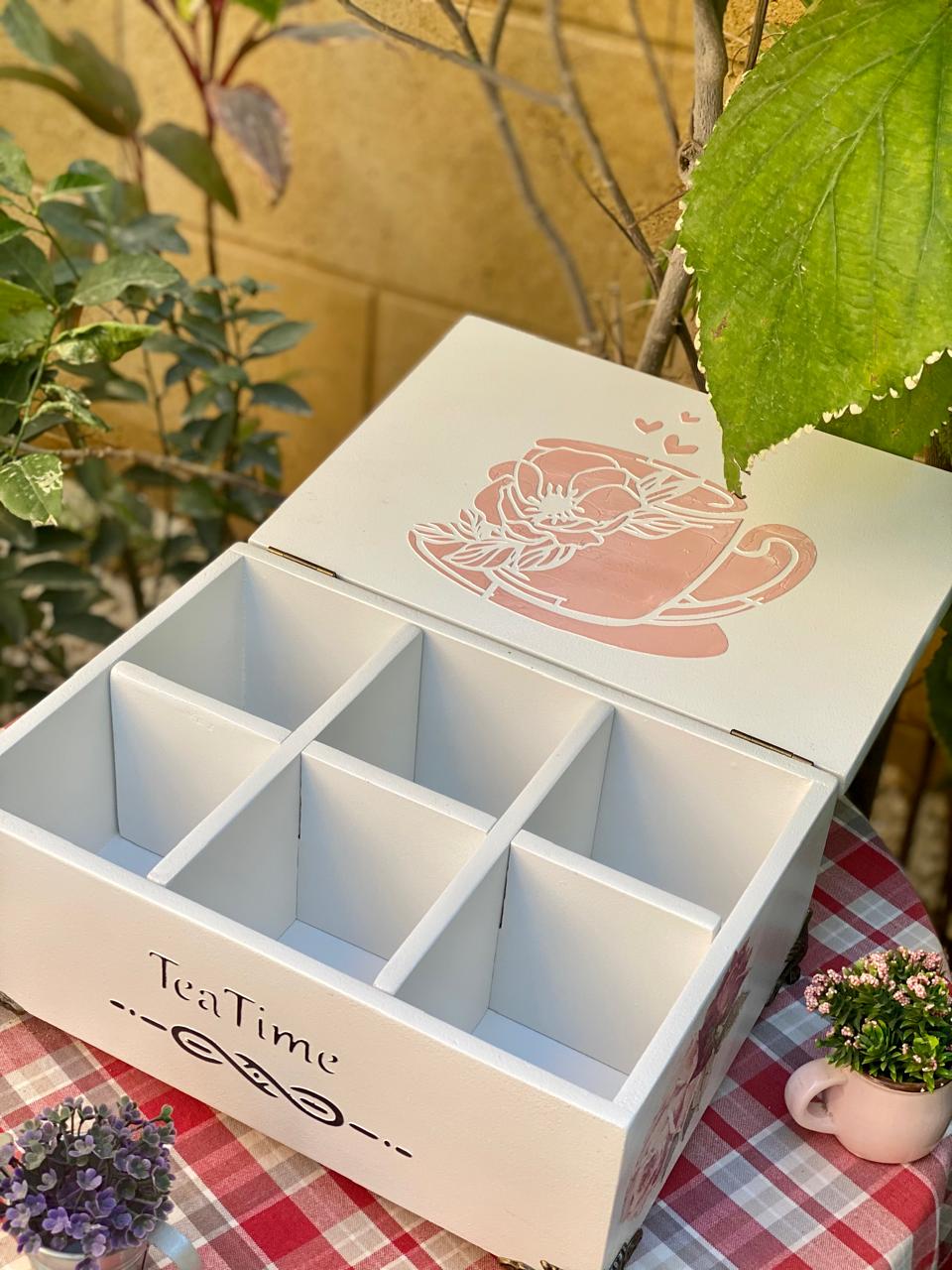 (tea box) رمادي فاتح ساده ورده چورا