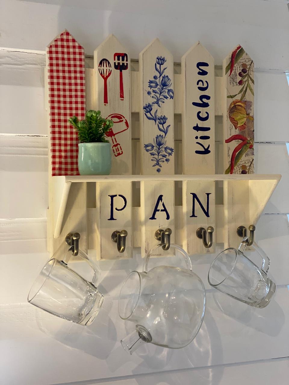 حامل ادوات مطبخ بيچ متجرح كارو احمر وورده اشراق كلمه pan