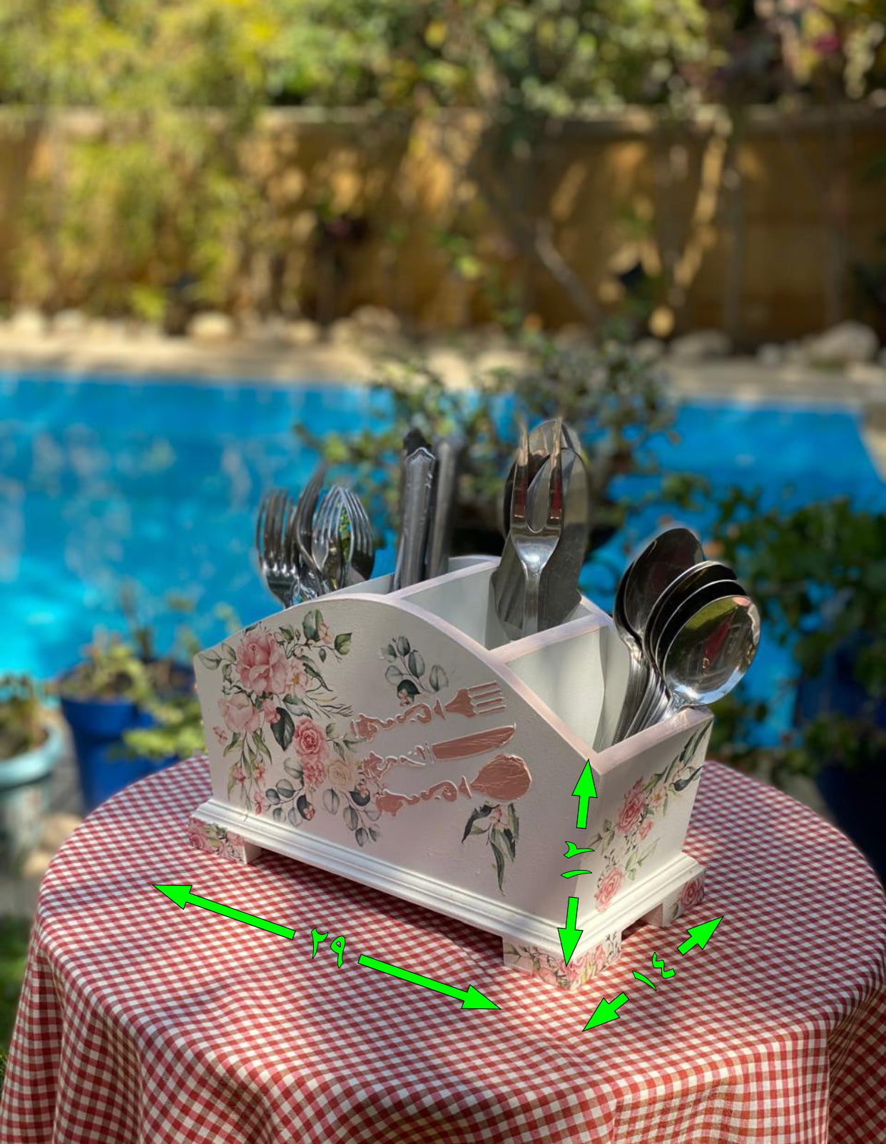 حامل شوك قوس اوف وايت ورده ريحانه مع شغل بارز