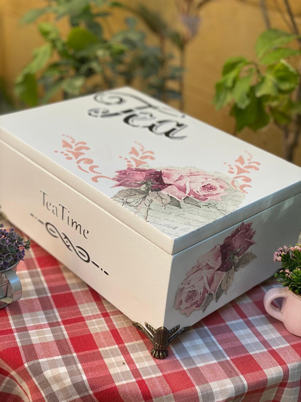 (tea box) رمادي فاتح ساده ورده چورا