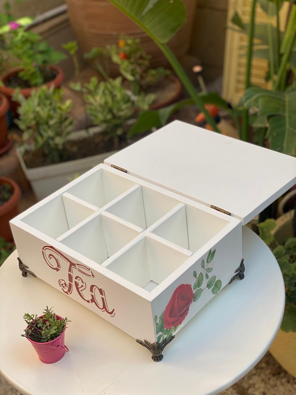 (tea box )اوف وايت ورده بلدي احمر و روز