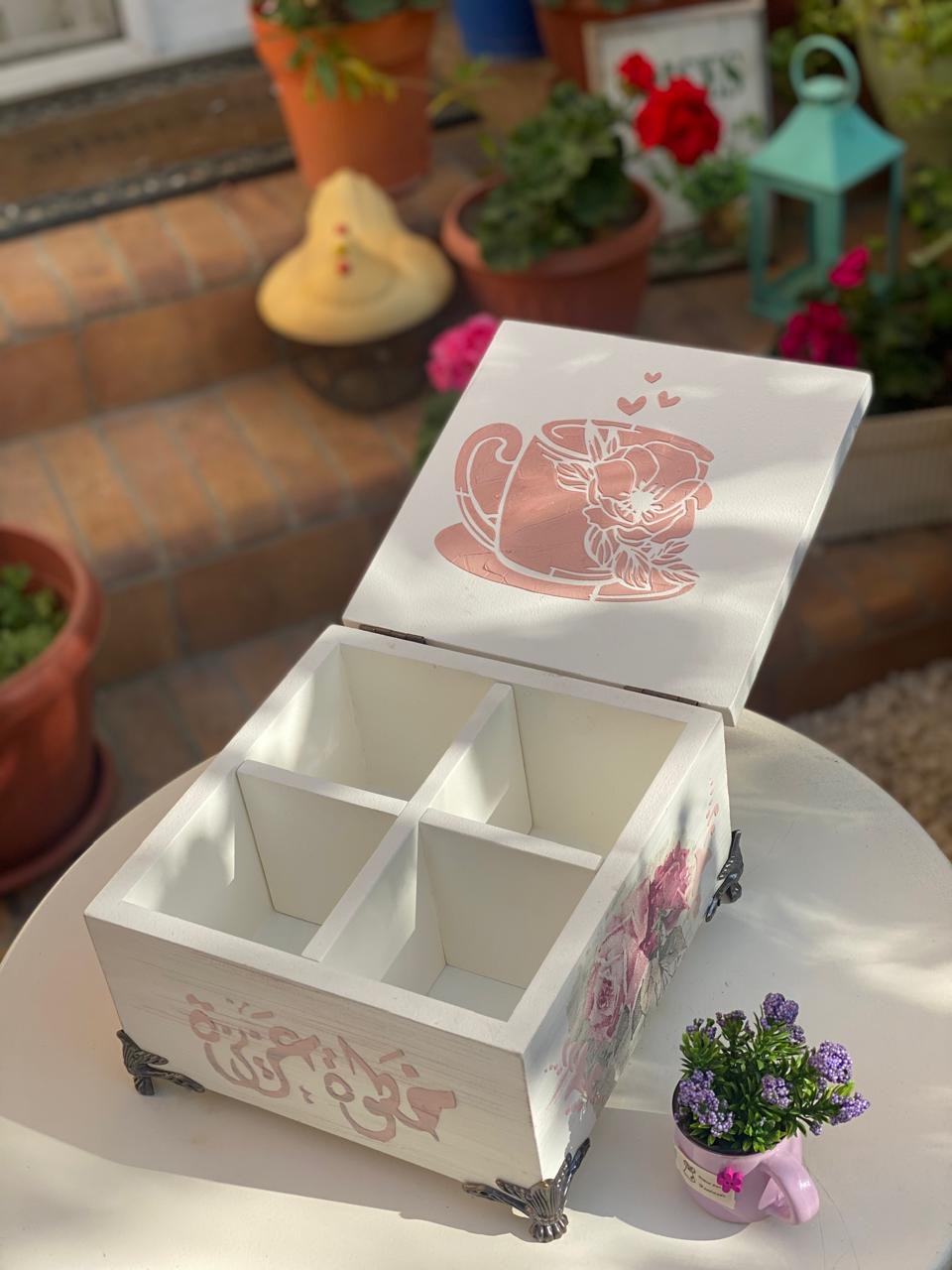 (tea box )اوف وايت متجرح كتابه بالعربي