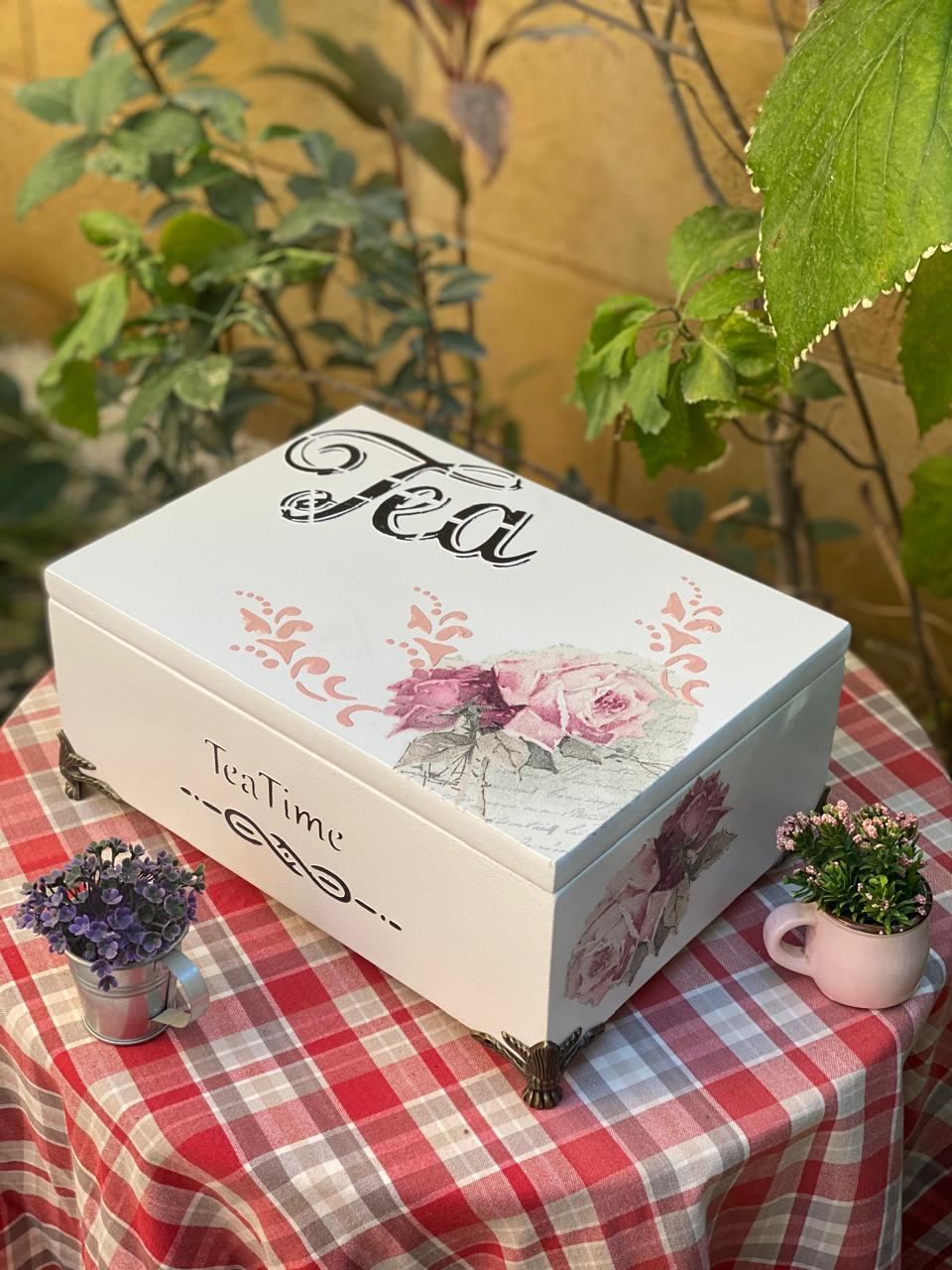 (tea box) رمادي فاتح ساده ورده چورا