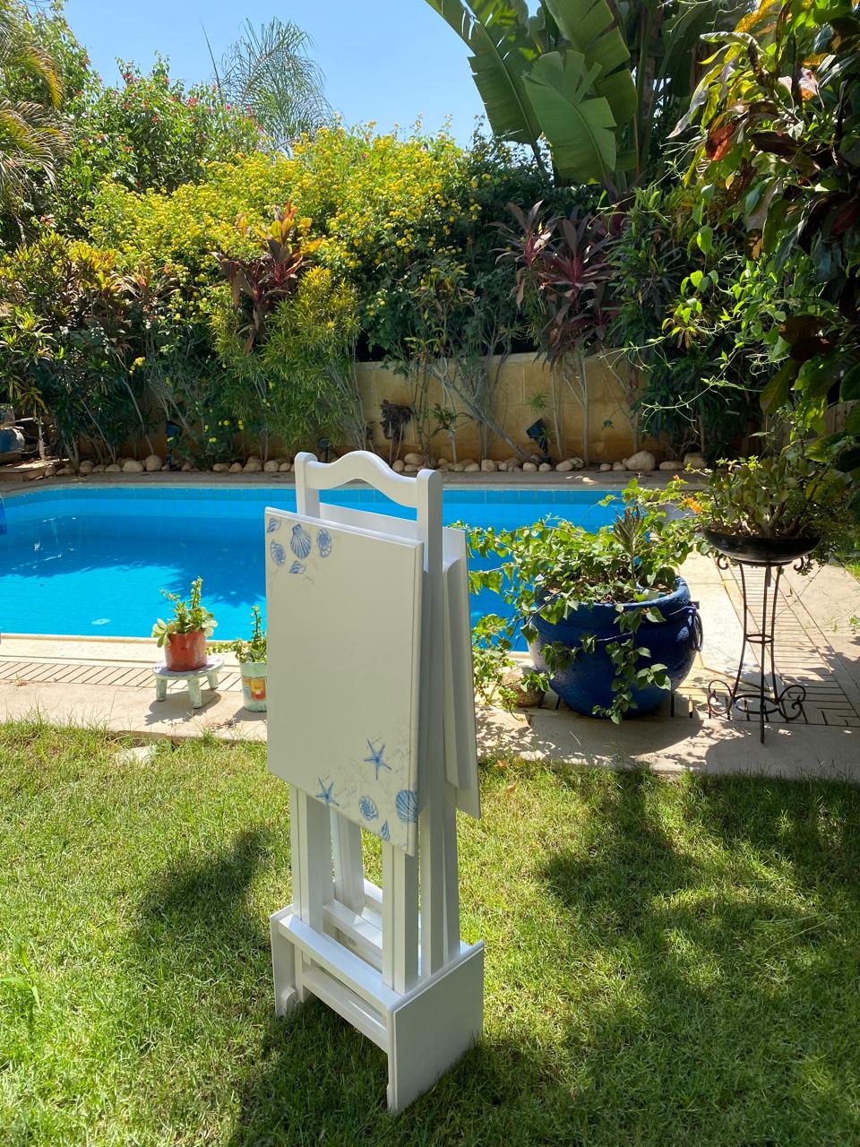 ٢ ترابيزه بتتقفل وتتفتح مع ستاند اوف وايت ديزاين قواقع beach style