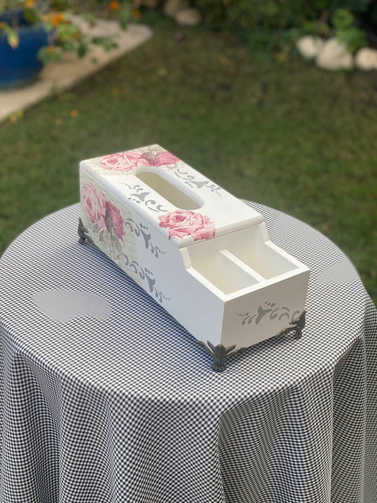 مناديل ريموت اوف وايت ورده چورا وفروع رمادي مع ارجل