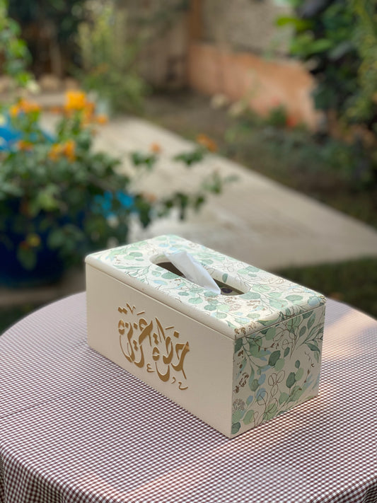 علبه مناديل بيج ورده همسه