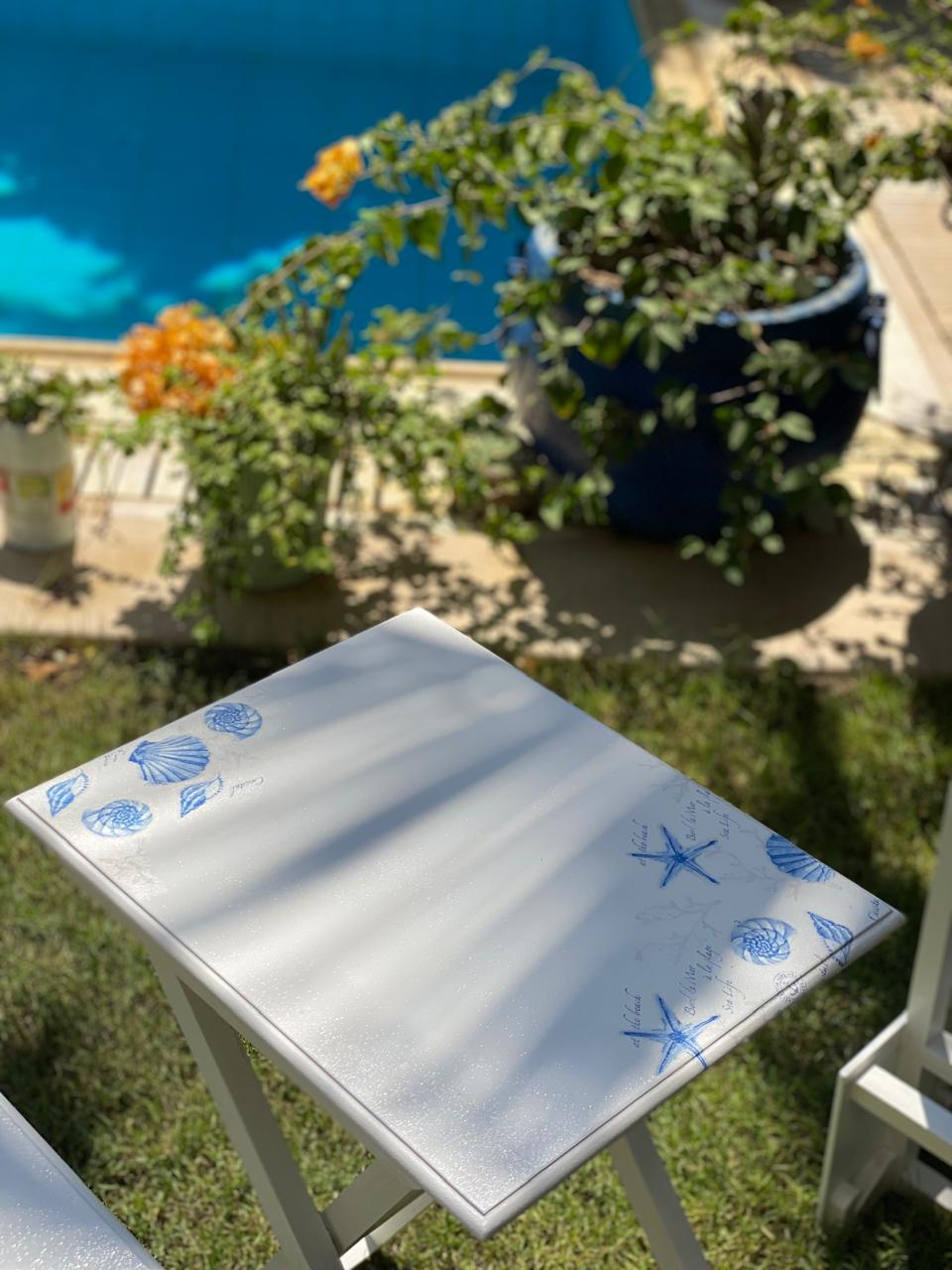 ٢ ترابيزه بتتقفل وتتفتح مع ستاند اوف وايت ديزاين قواقع beach style